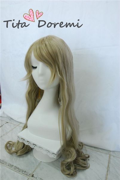 

wigs cosplay costume hair brown long wave anime daily wig, Black;brown