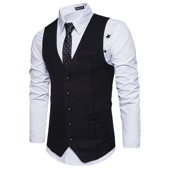 

new woolen suit vest men fashion single breasted wool vest waistcoat mens slim wedding business tuxedo vests gilet homme wholesale, Black;white