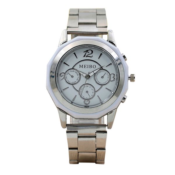 

man women for male ladies sport metal stainless steel sportive round shape quartz hour wrist analog watch fashion new top, Slivery;brown