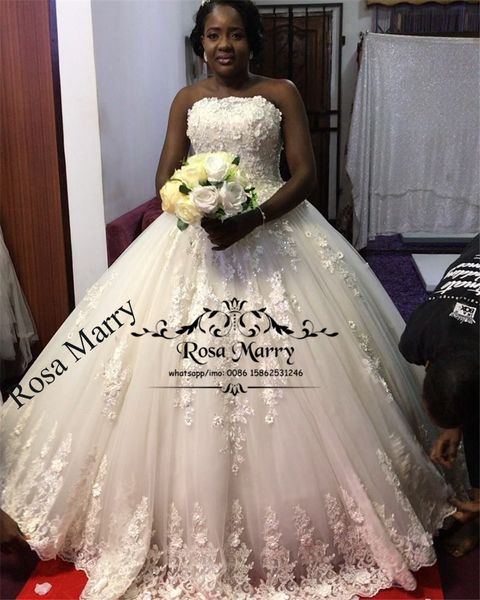 Bellanaija Vintage Lace Ball Gown Wedding Dresses 2019 3d Floral
