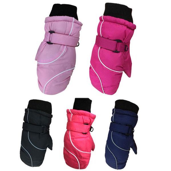 

6 colors thickened warm ski gloves waterproof windproof outdoor gloves for children, Black