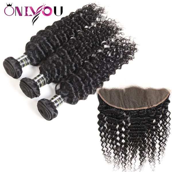 

raw indian virgin human hair deep wave bundles with frontal brazilian deep wave hair extensions china virgin remy curly hair weaves supplies, Black;brown