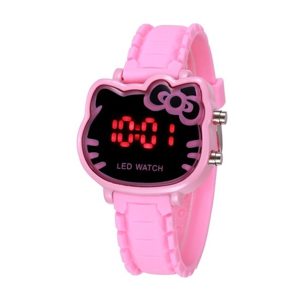 

100pcs/lot pink cute hello kitty children watches fashion cartoon cat girl clock femme rejores ladies dress saats enfant hours, Slivery;brown