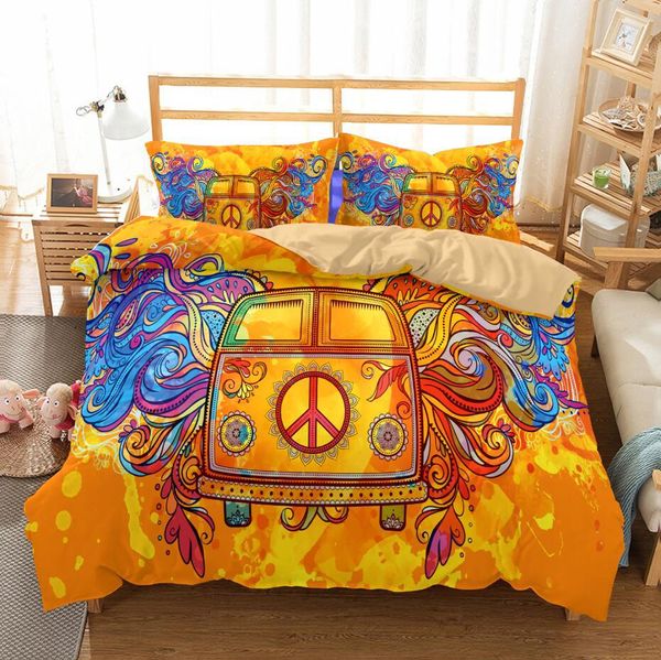 Home Garden Bedding 3d Hippie Peace Sign Quilt Cover Duvet Cover