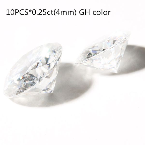 

transgems 10pcs 4 mm 0.25 carat f color white moissanite loose gem stones round brilliant cut near colorless gh, Black