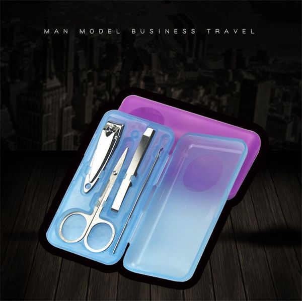 

4pc portable tainle manicure et nail art kit nail clipper ci or eyebrow clip earwax poon pedicure tool with retail pacakge