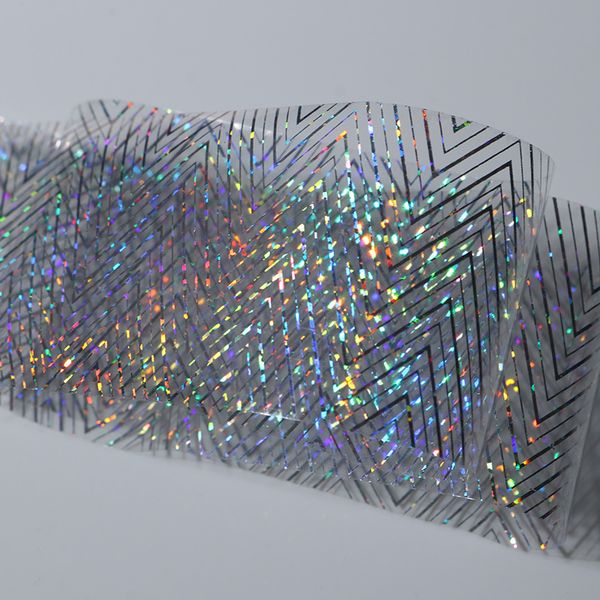 

holographic starry nail foil 4*100cm wave line manicure nail art transfer sticker 1 roll decoration water sticker, Black