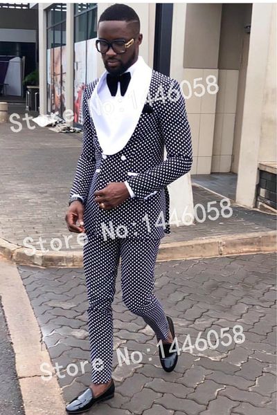

2018 fashion elegant groom tuxedos costme homme terno blazer shawl lapel double breasted men wedding suits (jacket+pants+bow, White;black