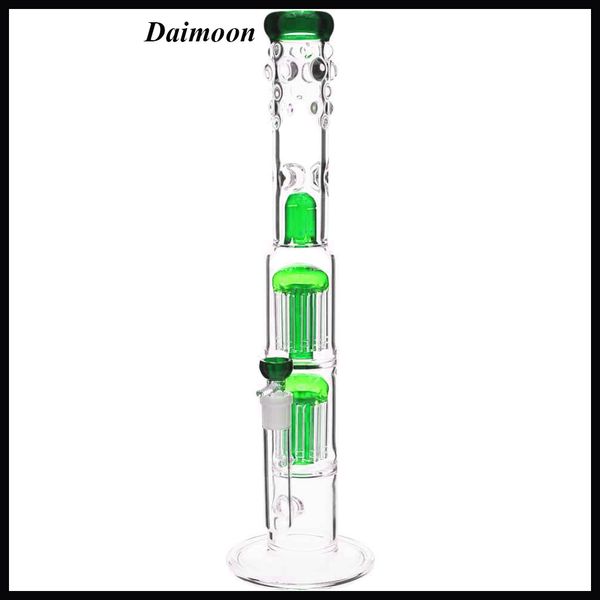 18 polegadas Big Green Glass Bong Grace Double 8 braços Árvore Perc Dome Percolator Water Tubs Dab Rig Dincarahs