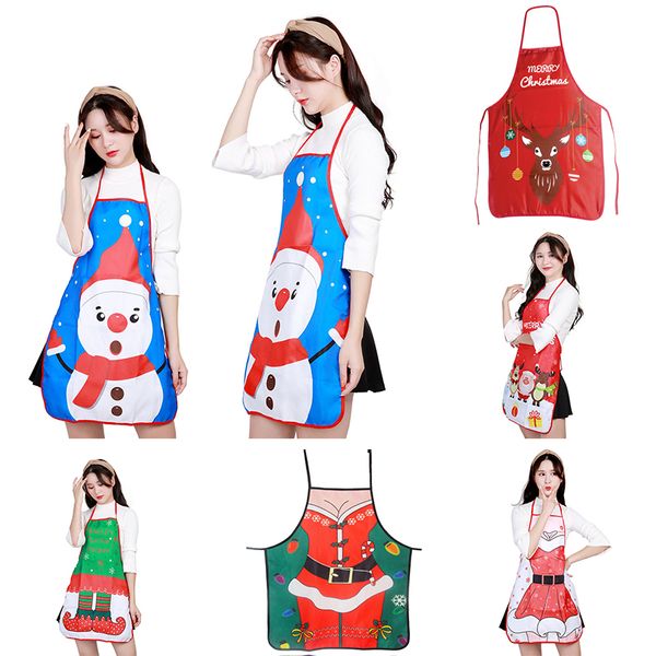 

christmas decoration apron merry christmas holiday cooking aprons santa claus deer aprons party home kitchen supplies 7 colors tc181017 10pc