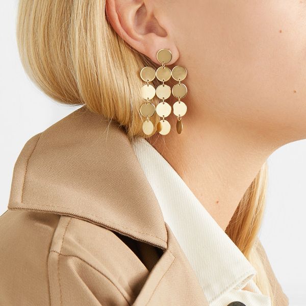

золотая турецкая монета длинные падение кисточкой серьги для женщин boho диск геометрические satement металла мотаться серьги этнические юве, Silver