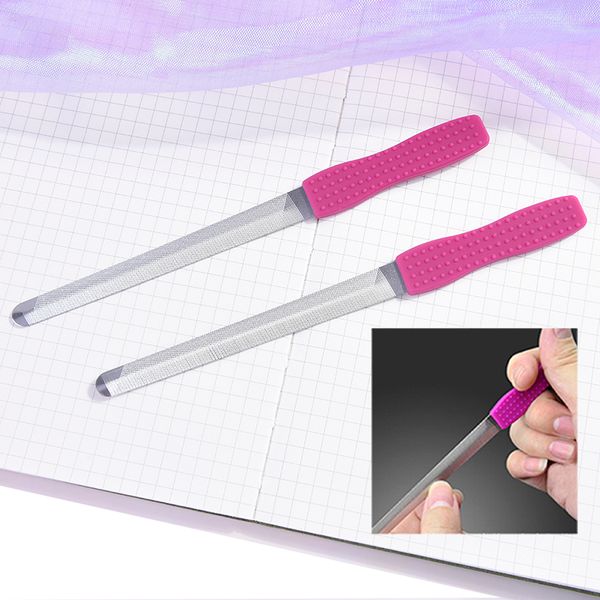 

2pcs stainess steel double sided nail files rough nail file buffering polishing sanding strong saw art tools