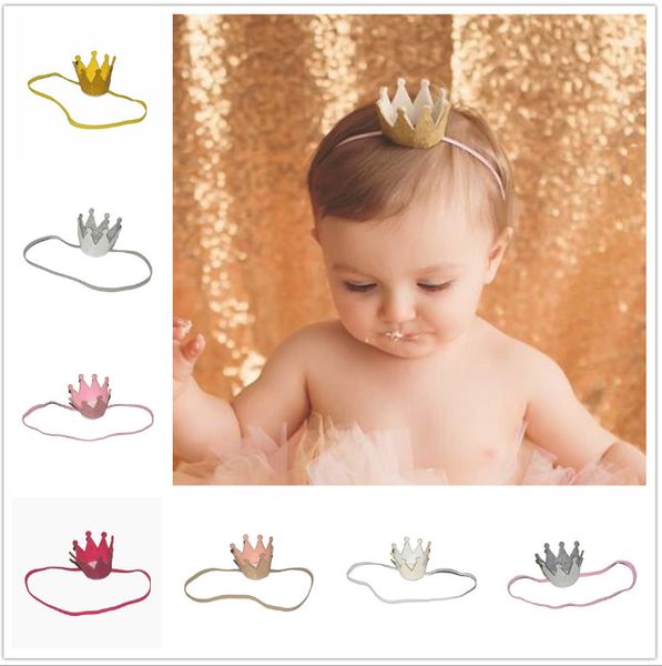

24pcs/lot wholesale newborn crown headband kids girls glitter crown headband children party hairband 12 color avaliable