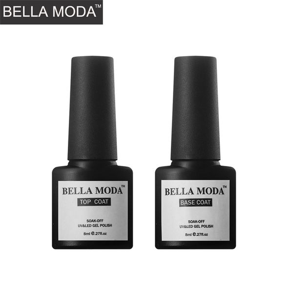 

bella moda 8ml uv nail no wipe coat & base coat primer foundation gel nail polish, Red;pink