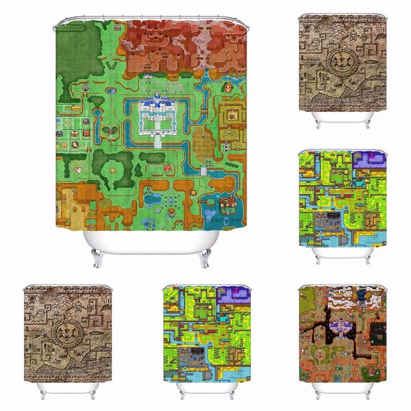 

custom zelda map bathroom acceptable shower curtain polyester fabric bathroom curtain #180320-01-197