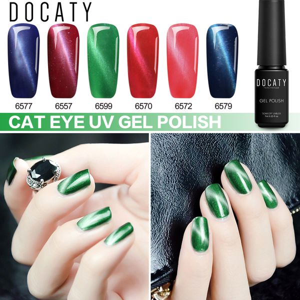 

docaty cat eyes gel nail polish soak off shining hybrid varnish semi permanent 7ml lucky magnet cat's eyes gel polish lacquer, Red;pink