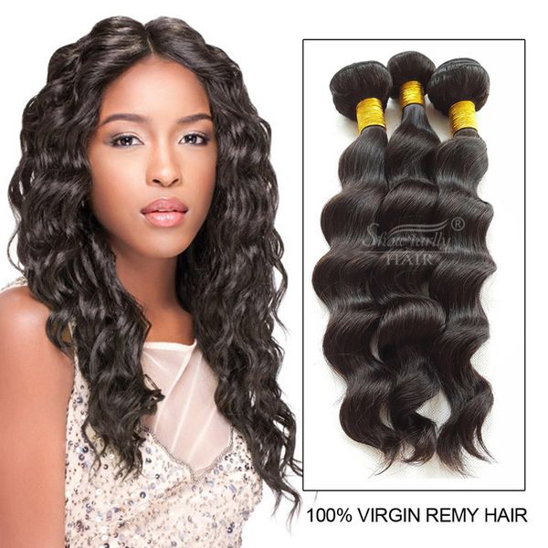 7a Brazilian Loose Wave 3 Bundles 12 14 16inch Natural Black