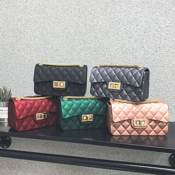 

the new summer low korean fan matte jelly bag shoulder messenger bag lattice