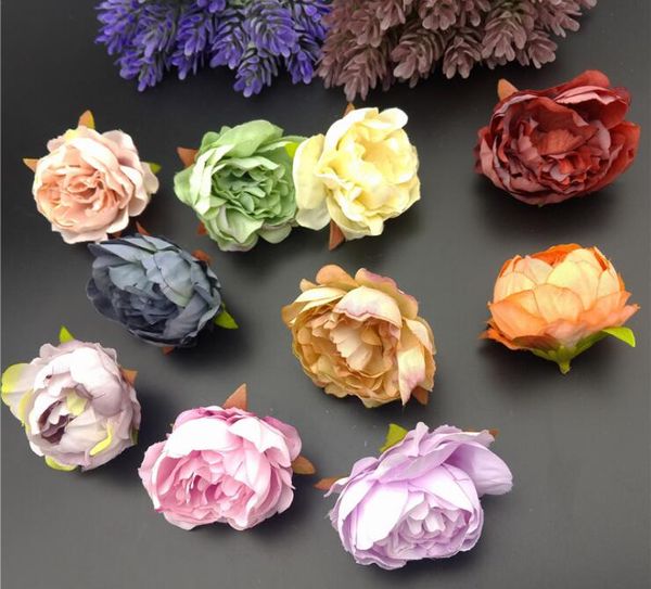 

imitation flower heads accessories garland decoration fake flower bud wedding silk flower diy headwear cloth material l594