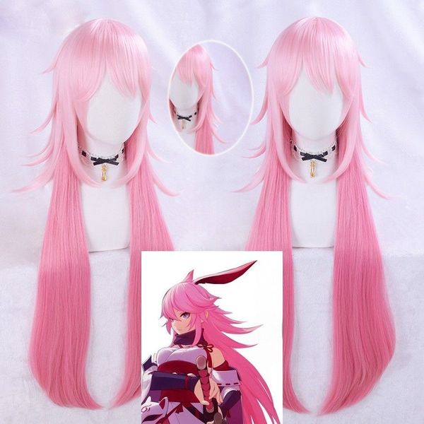 

honkai impact yae sakura cosplay wig anime party hair wigs, Black;brown