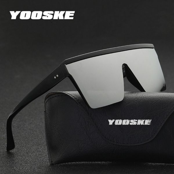 

yooske oversized sunglasses men vintage brand driving sun glasses women flat big frame sunglass retro siamese eyewear uv400, White;black