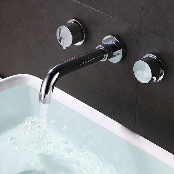 

Bathroom Brass Chrome Finish Double Valve Mixer Basin Tap Bath Tub Sink mixer Basin Mixer Tap In wall Basin Faucet