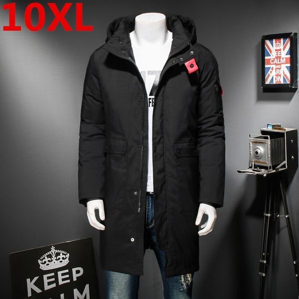 

10xl 9xl 8xl winter men's long coat exquisite arm pocket men solid parka warm cuffs design breathable fabric jacket, Black
