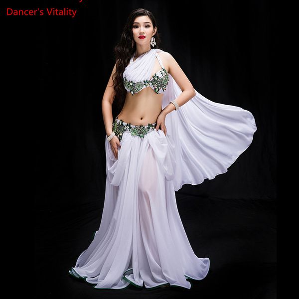 

new women dance contest costume 3 piece set dance oriental performance show wear bling bling max outer panel red white, Black;red