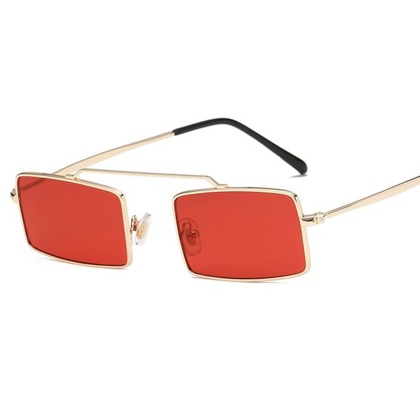 

2018 new women metal sunglasses men retro small square sun glasses for women female yellow pink lens glasses small frame shades, White;black