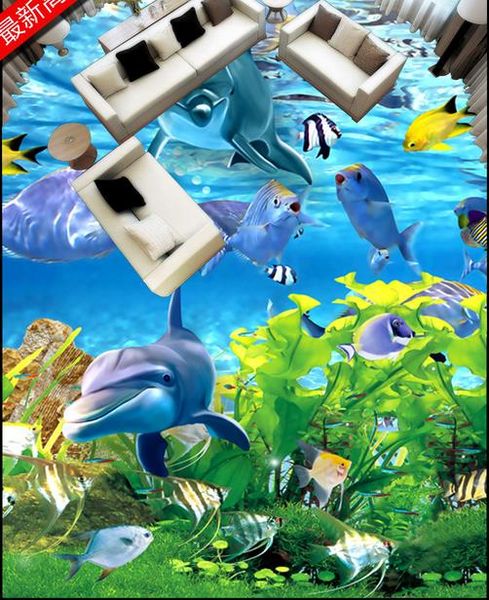 

wallpaper for children room sea world bathroom living room 3d floor tiles three-dimensional painting