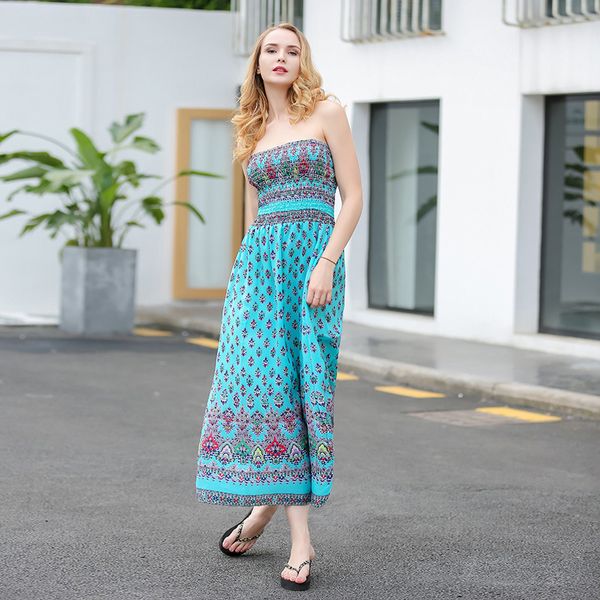 

casual dresses summer bohemian v-neck maxi long dress boho women floral print vestidos clothing beach size s-5xl, Black;gray