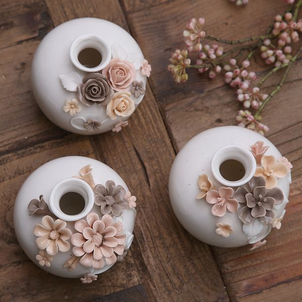 

creative ceramic decoration three-dimensional flower small ceramic vase