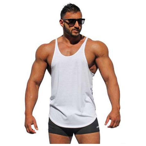 

bodybuilding stringer tank men blank vest solid color gyms singlets fitness undershirt men vest muscle sleeveless shirt, White;black