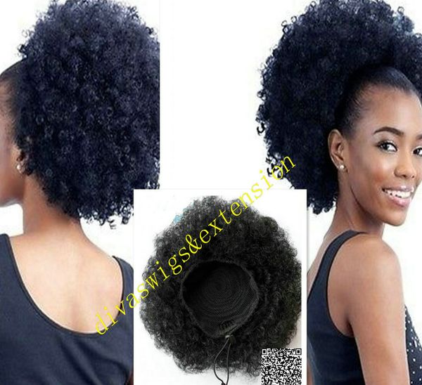

dora kinky curly human hair ponytails wraps de queue de cheval human hair clip in extensions 120g, Black