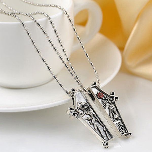 

lover's couple necklaces 1pair the nightmare before christmas necklace jack and sally pendant necklace women men fashion jewelry, Silver