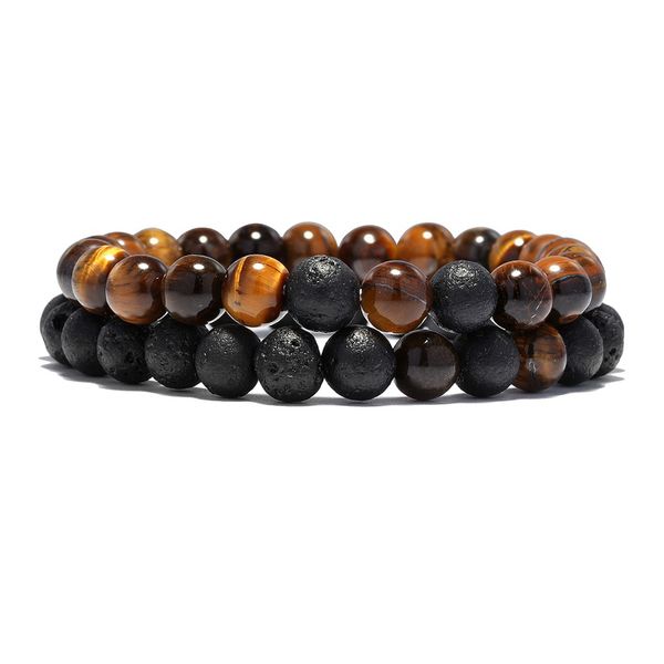 

3 Стиль 2 Шт./Компл. Тигровые Глаза Лава Камень Браслет Наборы Подвески Йога Медита