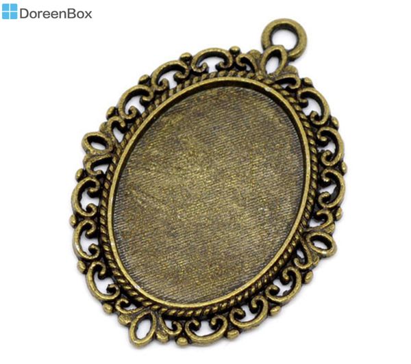 

doreen box lovely 10 bronze tone oval frame cameo settings 39x29mm, (fit 25x18mm) (b09376, Black