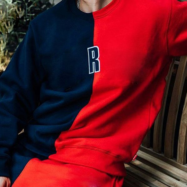 

18fw Сплит Crewneck толстовка коробка логотип пуловер толстовка открытый повседневная