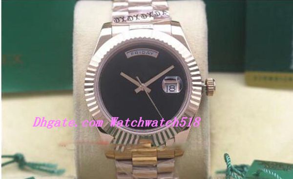 

luxury watch men automatic 36mm day date big black face mechanical stainless steel clasp men watches, Slivery;brown