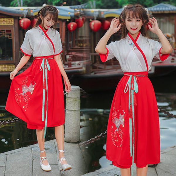 

chinese folk dance fairy costume women chiense traditional classical hanfu costume female ancient princess dynasty tang suit 90, Black;red