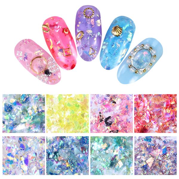 

1 box colorful sequins nail art glitter flakes uv gel polish laser powder manicure diy tips paillette decor tools, Silver;gold