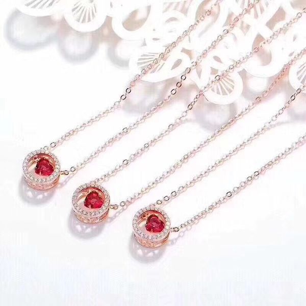 

tjp круглый красный циркон в форме сердца смарт-ожерелье отказов смарт стерлингового серебра 925 женщин подарок, Silver