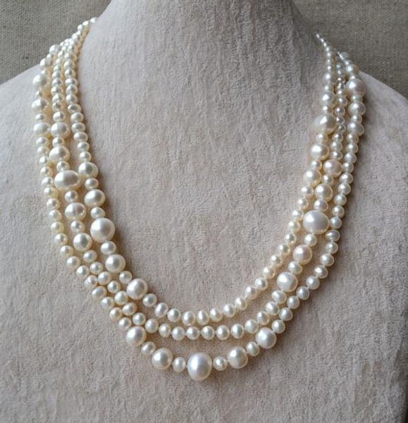 

perfect long pearl necklace,60inches 5-11mm white color natural freshwater pearl necklace,statement real pearl jewellery, Black