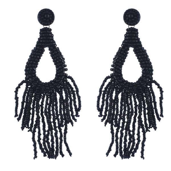 

7 colors trendy small beads bunch round tassel women earrings jewelry, Golden