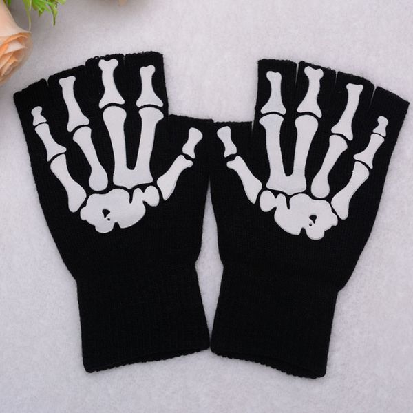 

black punk halloween skeleton sweater disco dance costume party fingerless short gloves arm warmer ing, Blue;gray