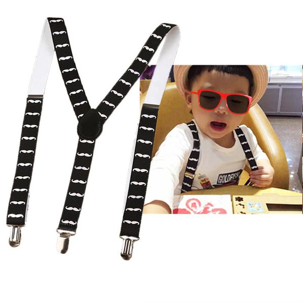 

children girl boy braces suspenders print clip-on adjustable y-back suspender elastic belts, Black;white