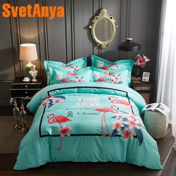 Svetanya Pima Cotton Bedding Set Flamingo Printing Bedsheet
