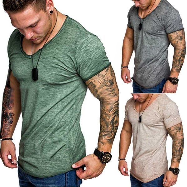 2018 Summer Hottest Sale Mens Taglia S-3XL Solido colletto tondo manica corta in cotone Top T Shirt Uomo Tees Abbigliamento