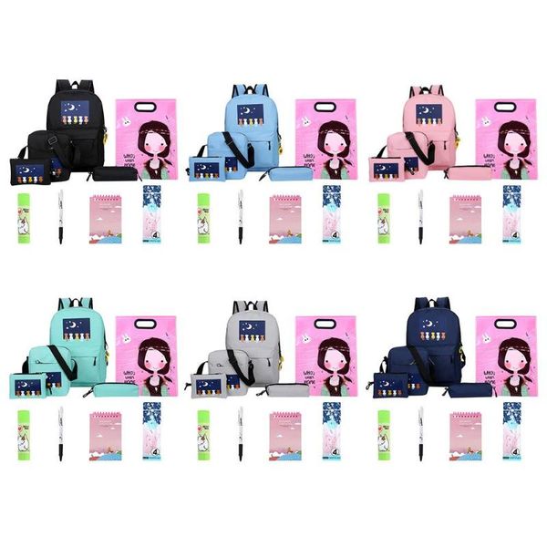 

10pcs/set cute women girls cat print backpacks travel school shoulder bags