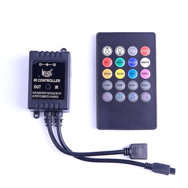DC12V 6A 20Key Music IR Controlador Remoto Luzes LED Controlador Dimmer Para SMD 3528 5050 2835 3014 RGB LED Tira